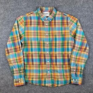 Corridor NYC Shirt Mens S Yellow Blue Indian Madras Long Sleeve Summer Retro